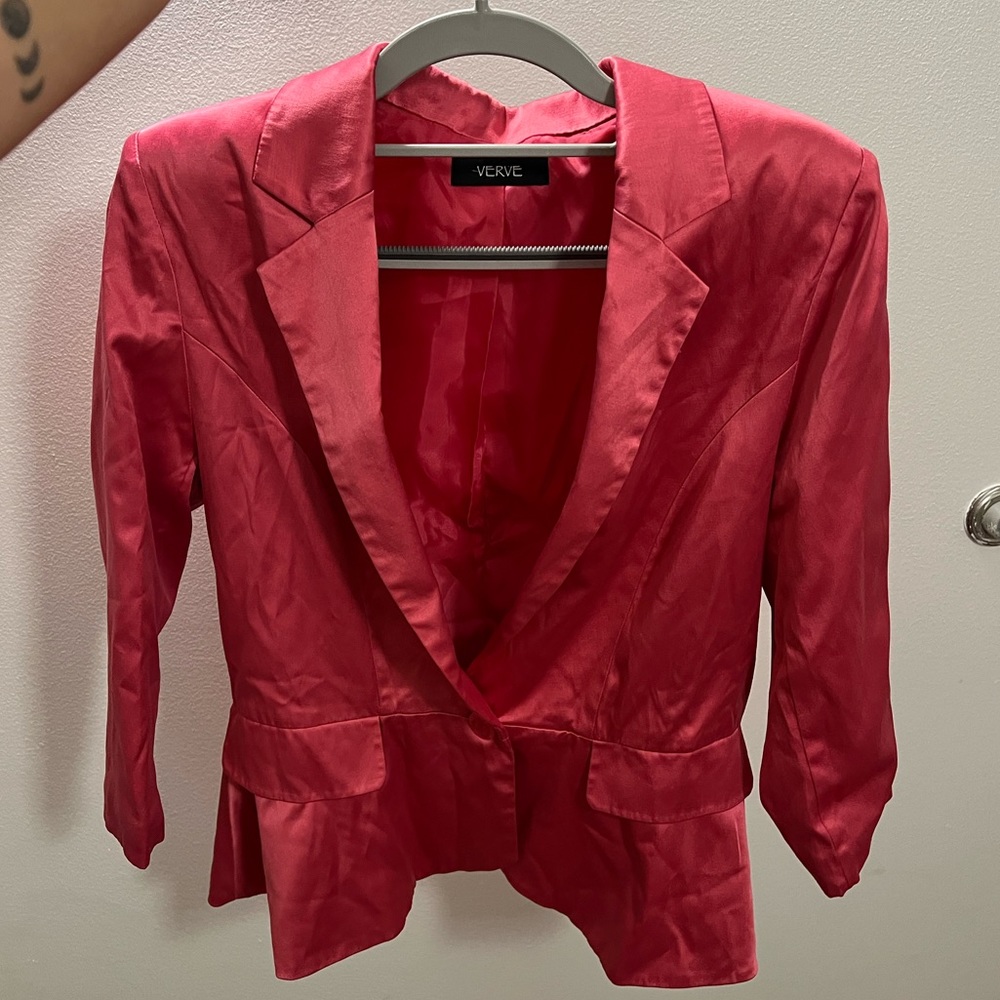 Y2K satin hot pink blazer